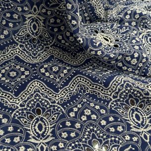 LESE DE ALGODÃO BLUE EMBROIDERY • Conexão Tecidos