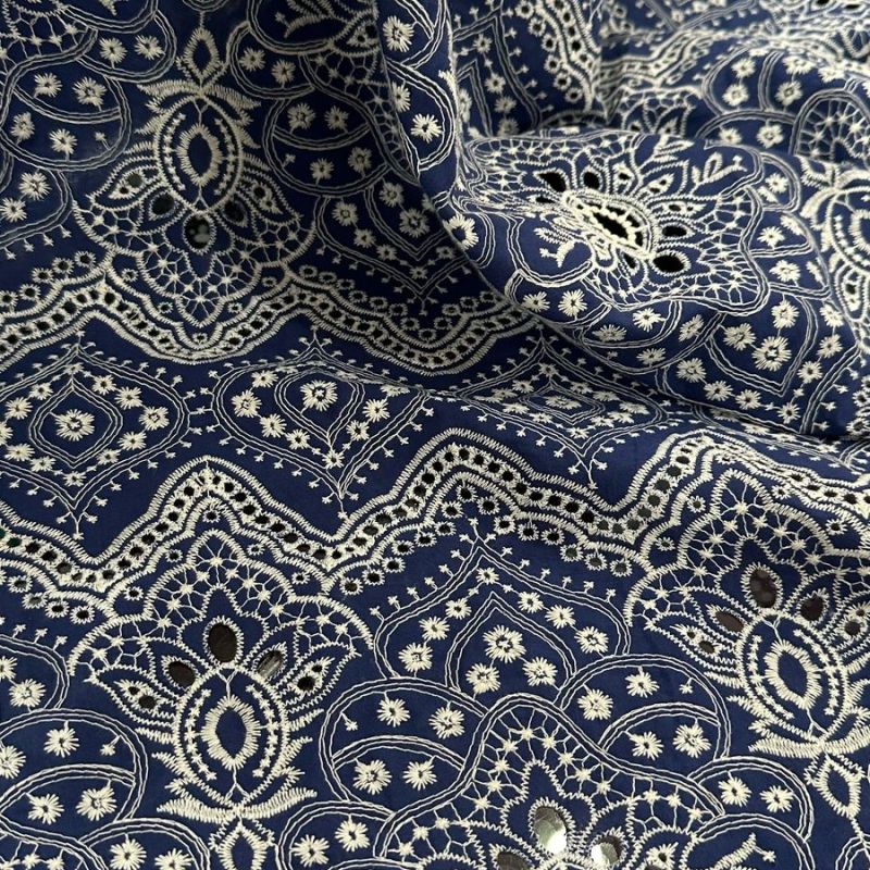 Tecido Lese De Algodão Blue Embroidery • Conexão Tecidos