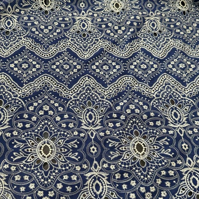 Tecido Lese De Algodão Blue Embroidery • Conexão Tecidos