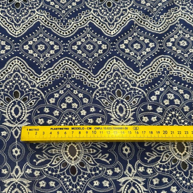 LESE DE ALGODÃO BLUE EMBROIDERY • Conexão Tecidos