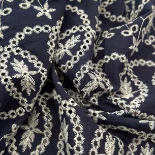 LESE DE ALGODÃO NAVY BLUE EMBROIDERY • Conexão Tecidos 2