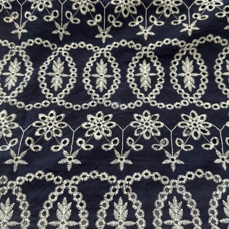 LESE DE ALGODÃO NAVY BLUE EMBROIDERY • Conexão Tecidos