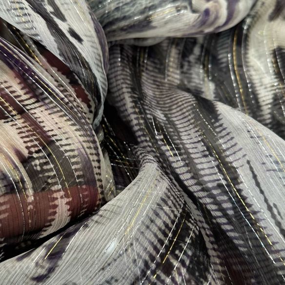 CHIFFON DE SEDA COM FOIL MARMO • Conexão Tecidos