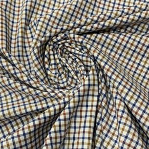 TECIDO TRICOLINE FIO TINTO XADREZ BROWN & BLUE • Conexão Tecidos 2