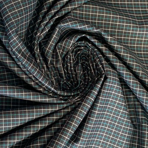 TECIDO TRICOLINE FIO TINTO XADREZ NAVY BLUE & TURQUOISE. 