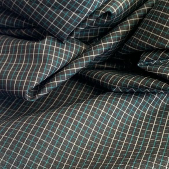 TECIDO TRICOLINE FIO TINTO XADREZ NAVY BLUE & TURQUOISE. 