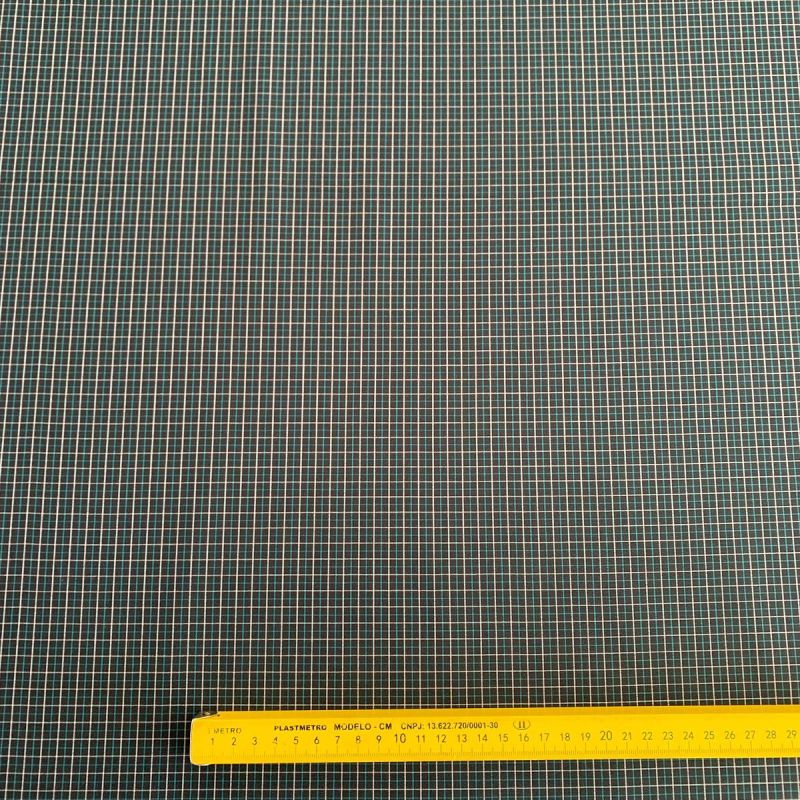 TECIDO TRICOLINE FIO TINTO XADREZ NAVY BLUE & TURQUOISE. 