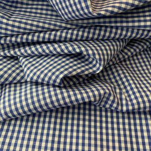 TECIDO TRICOLINE FIO TINTO XADREZ WHITHE & BLUE. 