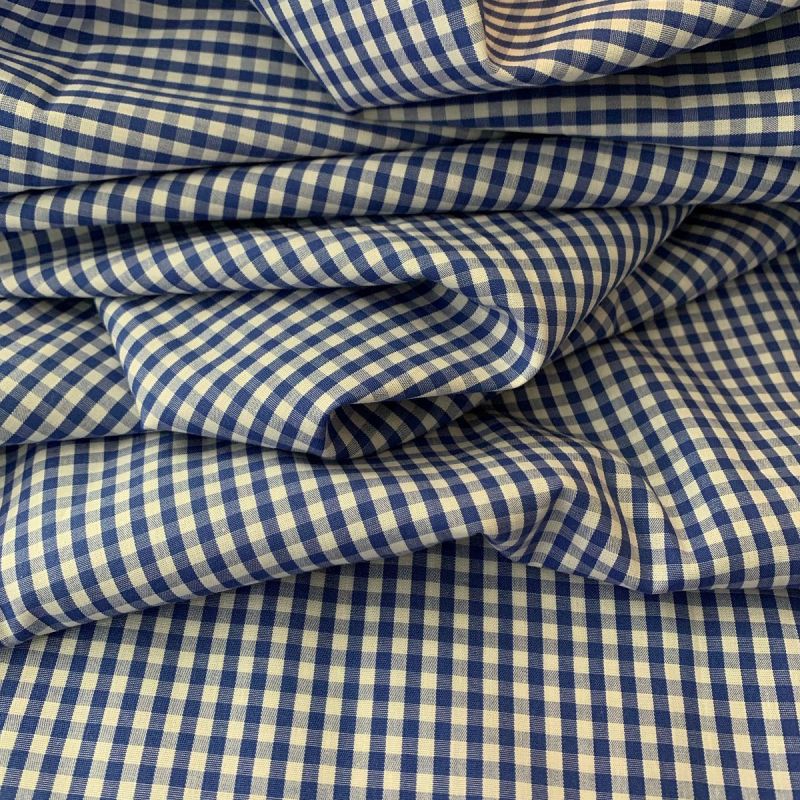 Tecido Tricoline Fio Tinto Xadrez White & Blue • Conexão Tecidos