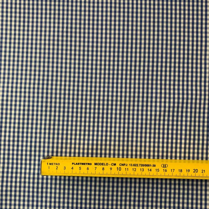 TECIDO TRICOLINE FIO TINTO XADREZ WHITHE & BLUE. 