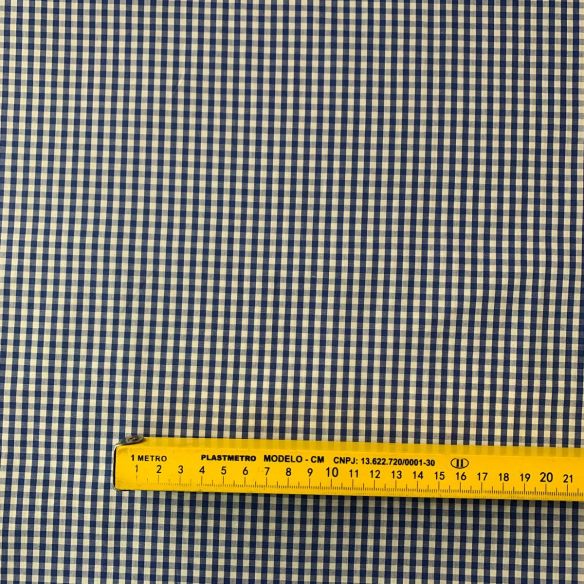 Tecido Tricoline Fio Tinto Xadrez White & Blue • Conexão Tecidos