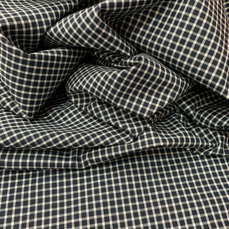 Tecido Tricoline Fio Tinto Xadrez White & Black • Conexão Tecidos