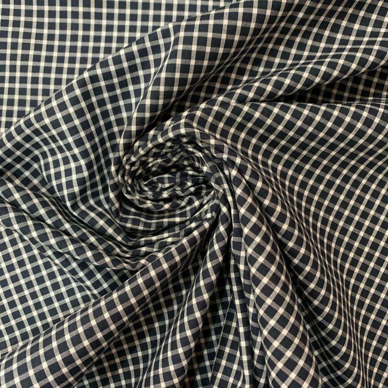 Tecido Tricoline Fio Tinto Xadrez White & Black • Conexão Tecidos