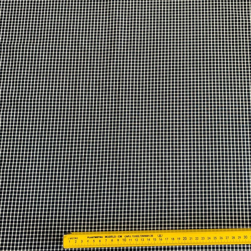 TECIDO TRICOLINE FIO TINTO XADREZ WHITHE & BLACK. 