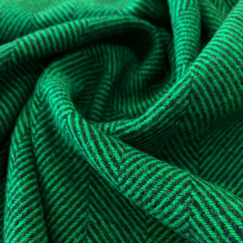 TECIDO LÃ PURA ESPINHA DE PEIXE VERDE • Conexão Tecidos