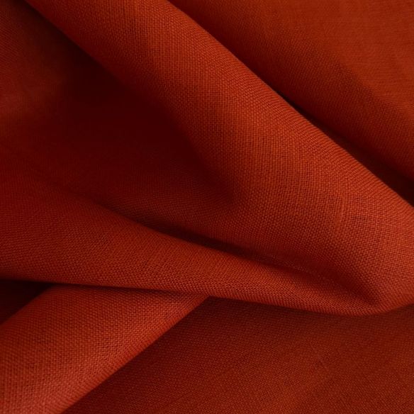 Tecido Linho Puro Liso Laranja Fogo • Conexão Tecidos