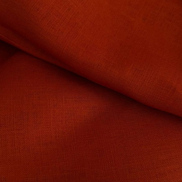 Tecido Linho Puro Liso Laranja Fogo • Conexão Tecidos