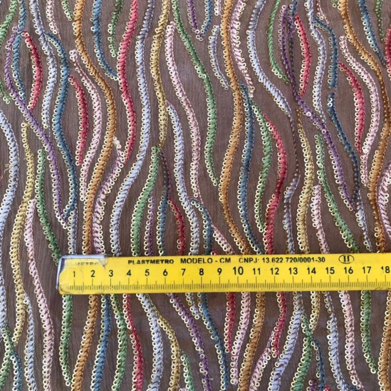 Tecido Chiffon De Viscose Bordado Indiano • Conexão Tecidos