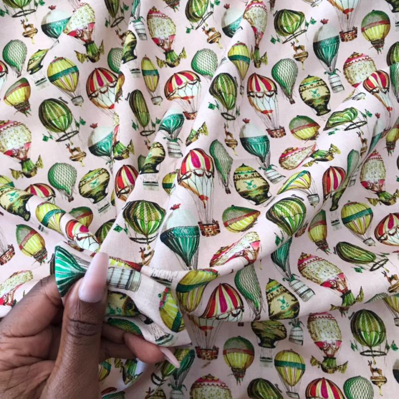 TECIDO CAMBRAIA DE LINHO PURO ESTAMPADO BALÃO • Conexão Tecidos
