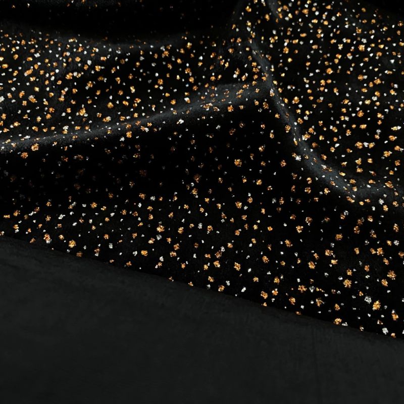 VELUDO DE SEDA PRETO COM GLITTER • Conexão Tecidos