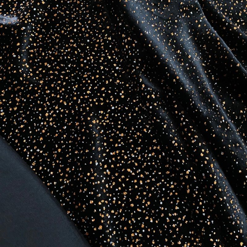 VELUDO DE SEDA PRETO COM GLITTER • Conexão Tecidos