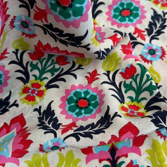 Tecido Crepe De Chine Estampado Desert Flower • Conexão Tecidos