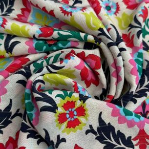 Tecido Crepe De Chine Estampado Desert Flower • Conexão Tecidos 2