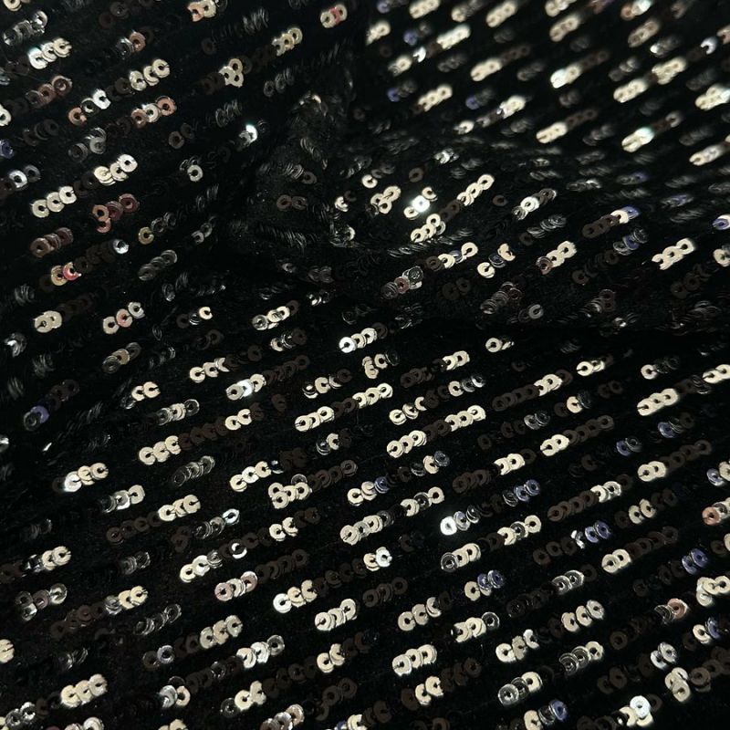 Tecido Veludo Preto com Paetê • Conexão Tecidos