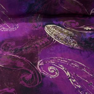 Tecido Musselina De Seda Estampada Pasley Purple • Conexão Tecidos