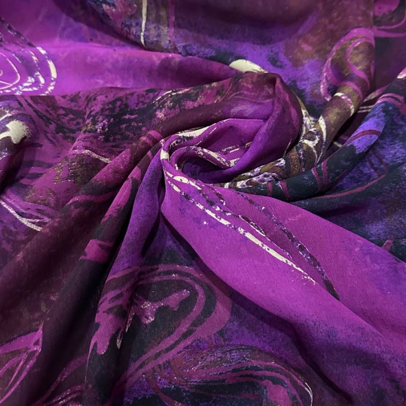 MUSSELINA DE SEDA ESTAMPADA PASLEY PURPLE • Conexão Tecidos