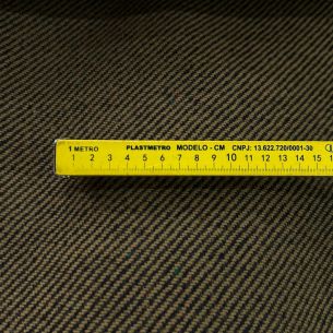 TECIDO LÃ PURA RISCA CARAMELO E PRETO ENTRETELADA • Conexão Tecidos 2