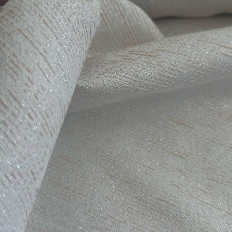 Tecido Tweed Leve Sintético Metalic Off White • Conexão Tecidos