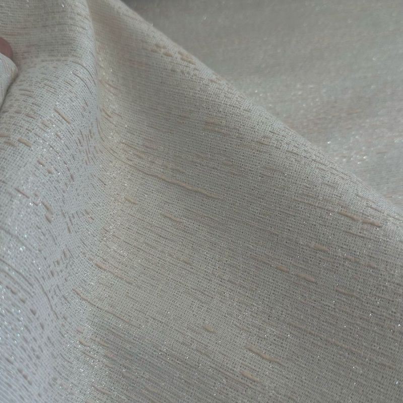 Tecido Tweed Leve Sintético Metalic Off White • Conexão Tecidos