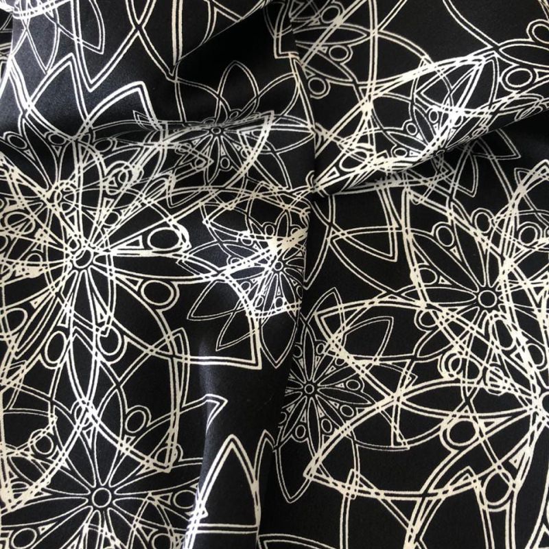 Tecido Cetim de Seda Estampado Atomic • Conexão Tecidos