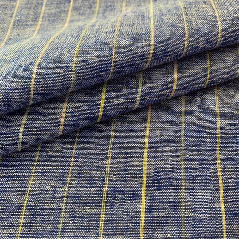 TECIDO LINHO PURO AZUL  PINSTRIPE