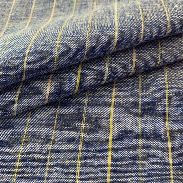 TECIDO LINHO PURO AZUL PINSTRIPE • Conexão Tecidos