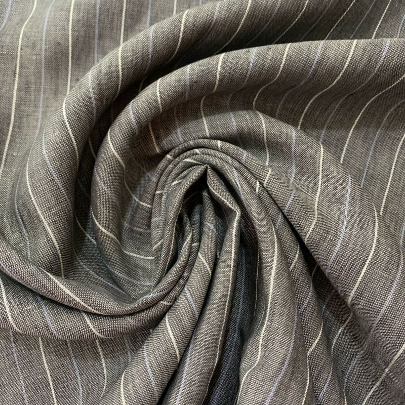 TECIDO LINHO PURO GRAFITE PINSTRIPE • Conexão Tecidos