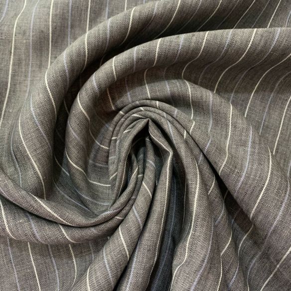 TECIDO LINHO PURO GRAFITE PINSTRIPE • Conexão Tecidos