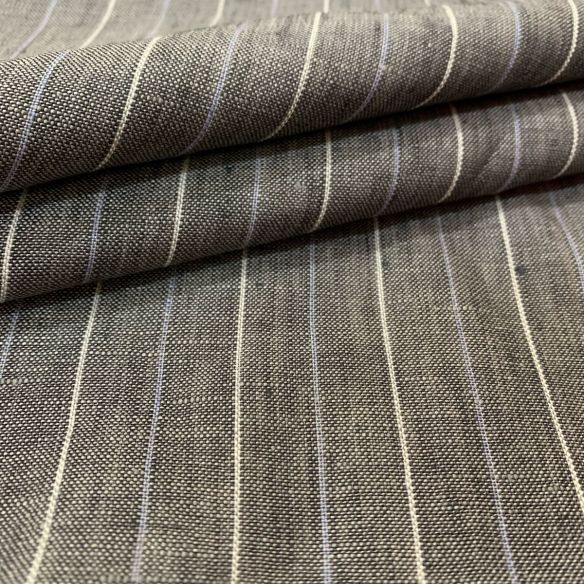 TECIDO LINHO PURO GRAFITE PINSTRIPE • Conexão Tecidos
