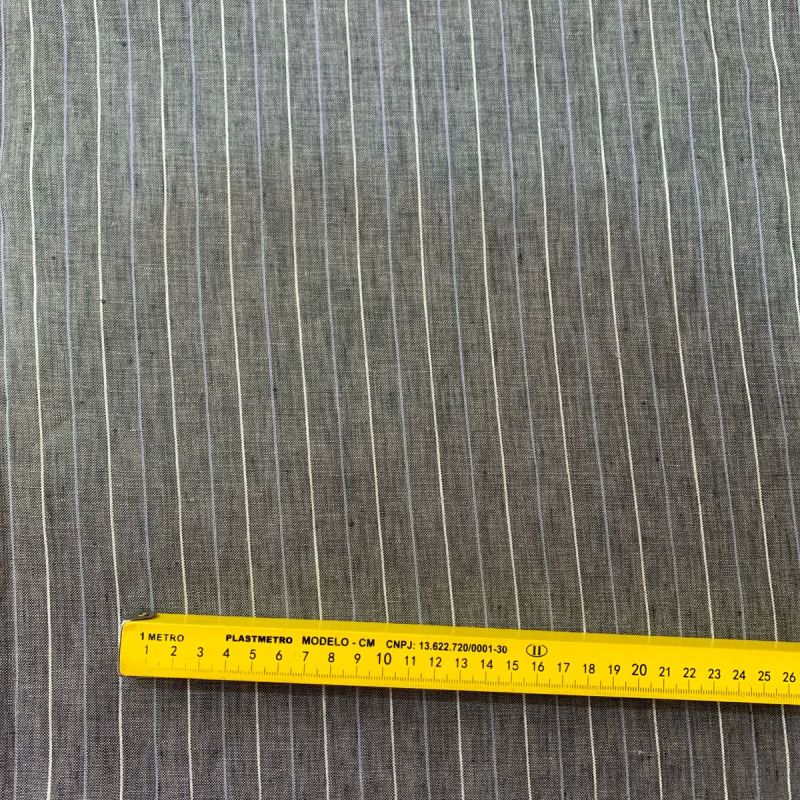 TECIDO LINHO PURO GRAFITE PINSTRIPE • Conexão Tecidos