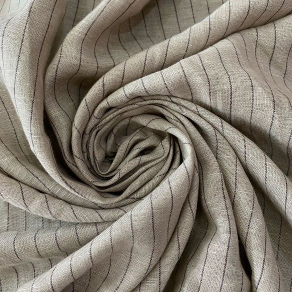 TECIDO LINHO PURO BEGE PINSTRIPE • Conexão Tecidos