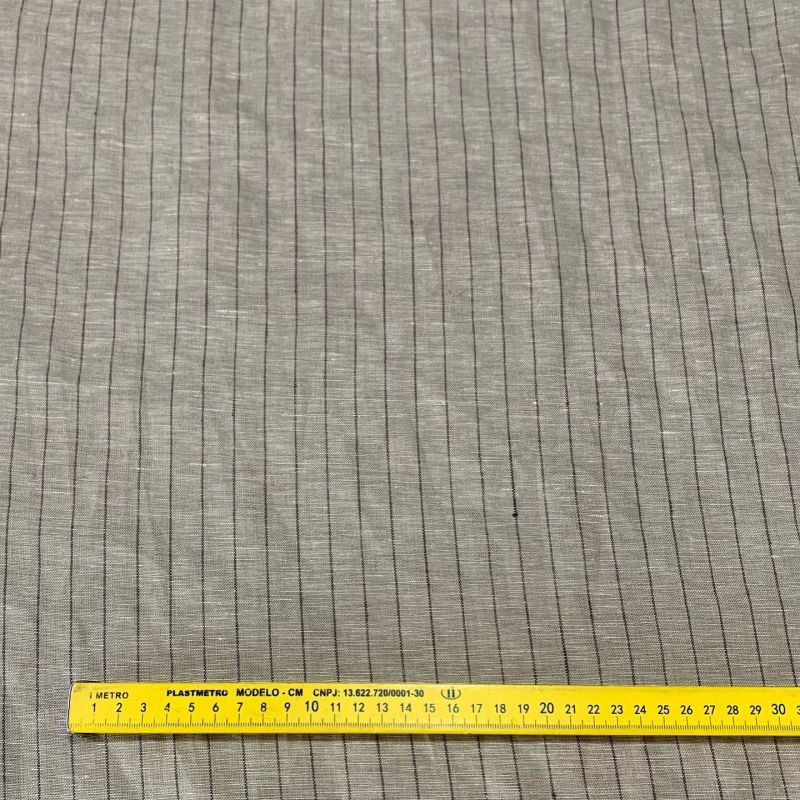 TECIDO LINHO PURO BEGE PINSTRIPE • Conexão Tecidos