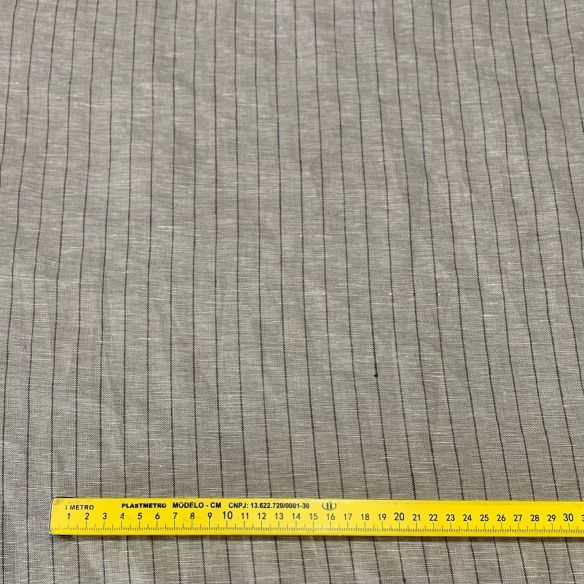 TECIDO LINHO PURO BEGE PINSTRIPE • Conexão Tecidos
