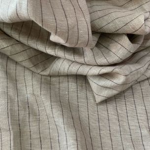 TECIDO LINHO PURO BEGE PINSTRIPE • Conexão Tecidos