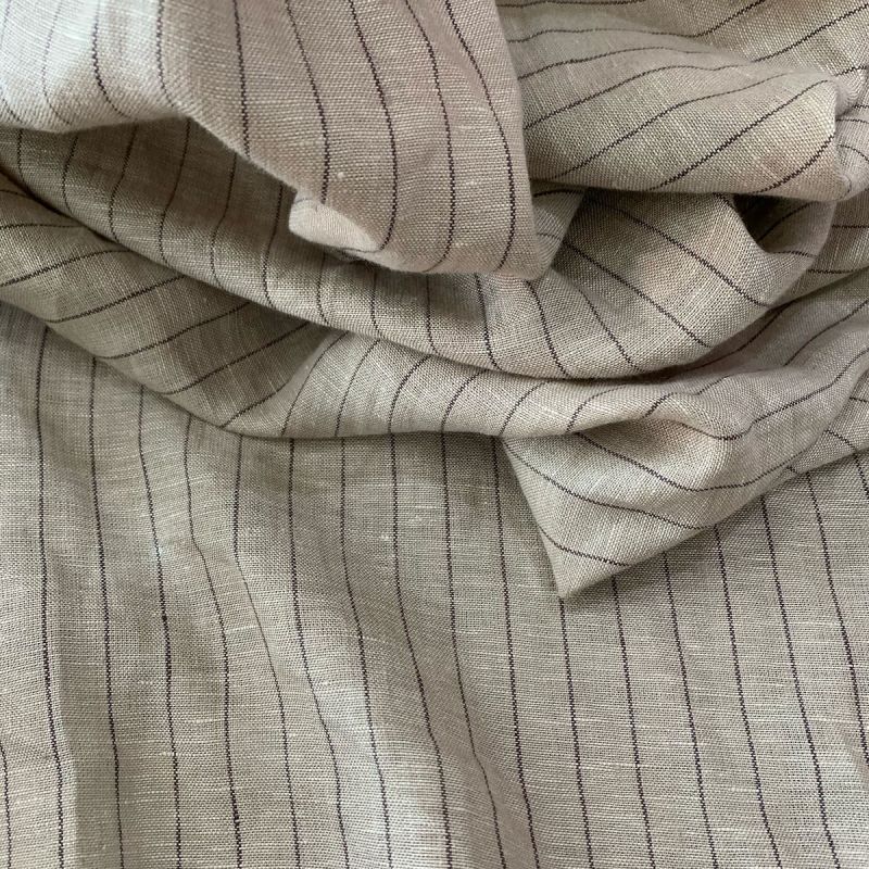 TECIDO LINHO PURO BEGE PINSTRIPE