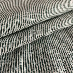 TECIDO LINHO PURO LISTRAS AZUL VERDE ESCURO • Conexão Tecidos