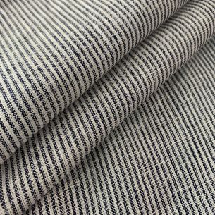 TECIDO LINHO PURO LISTRAS AZUL MARINHO MAIORCA • Conexão Tecidos