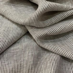 TECIDO LINHO PURO LISTRAS MARROM • Conexão Tecidos