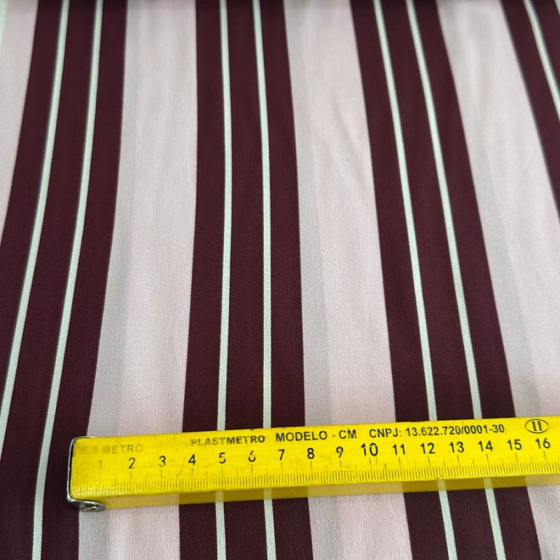 Tecido Crepe de Chine Estampado Listras Roxas • Conexão Tecidos