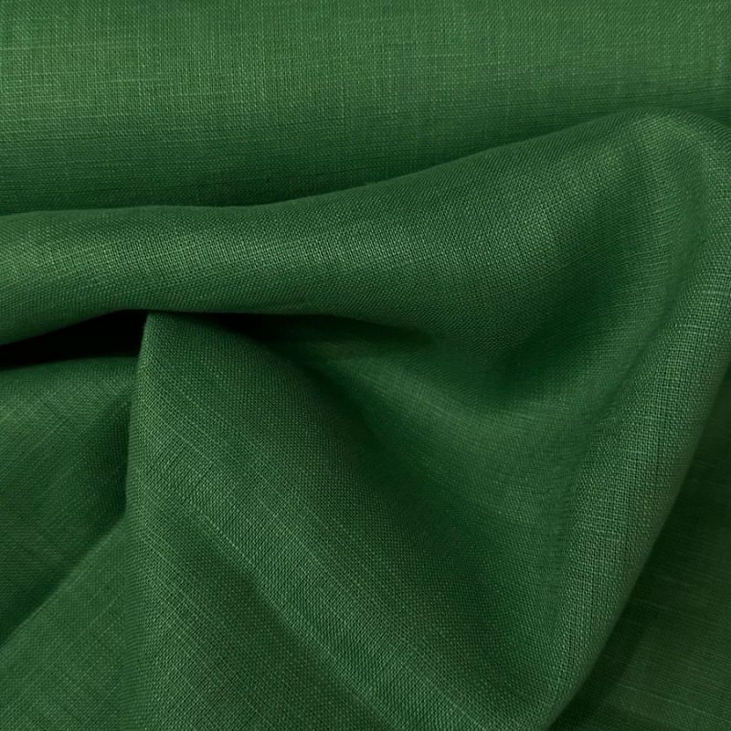 Tecido Linho Puro Liso Verde Mato • Conexão Tecidos